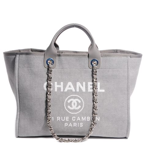 chanel canvas deauville tote grey|Chanel deauville tote for sale.